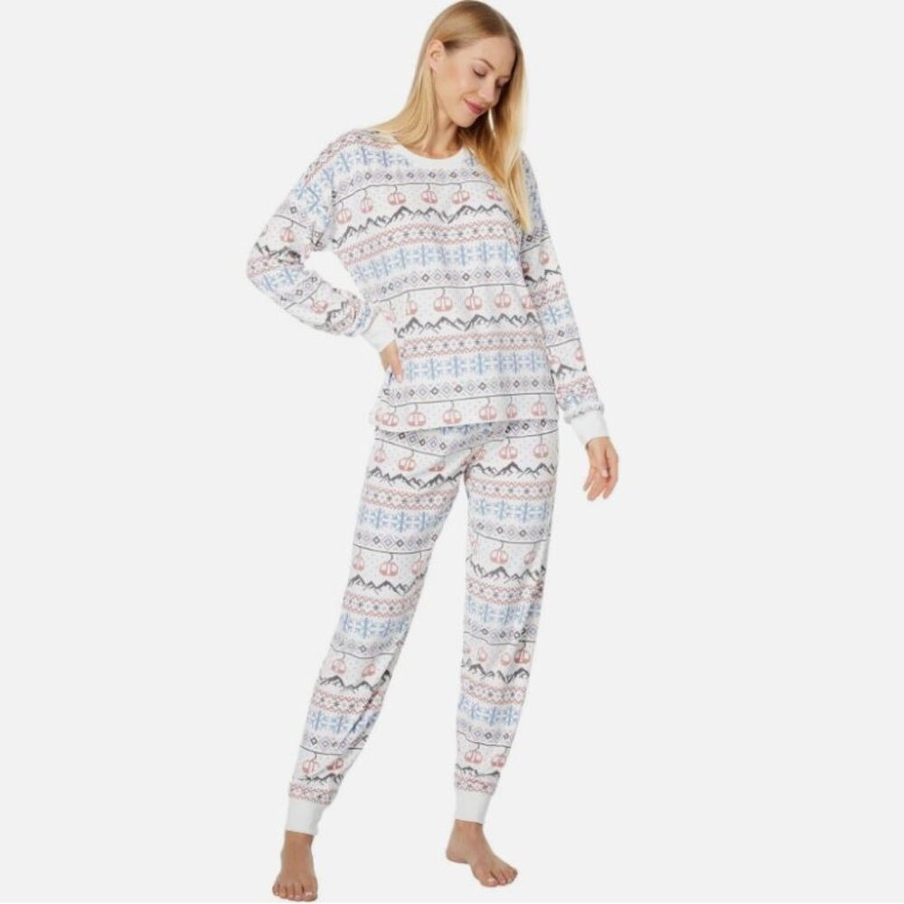 PJ Salvage Silky Velour Stay Lifted Ivory Pajama Top & Pant